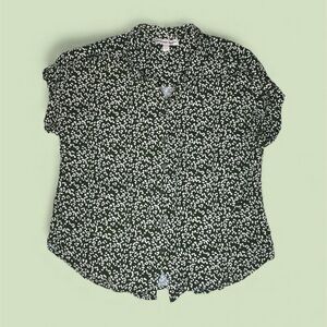 Alexander Jordan Green and White Leopard Print Button Down Shirt